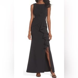 Eliza J navy ruffle front gown size 8